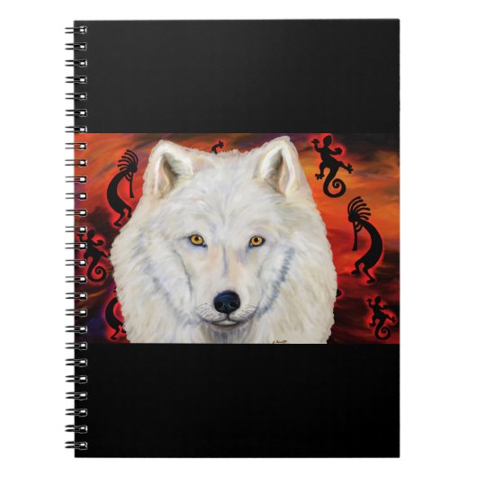 Witte Wolf Kokopelli Notitieboek (Voorkant)