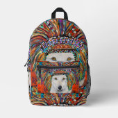 Witte Wolf Kunst Bedrukte Rugzak (Voorkant)
