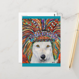 Witte Wolf Kunst Briefkaart