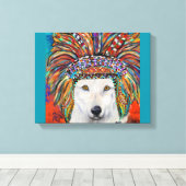 Witte Wolf Kunst Canvas Afdruk (Insitu (Houten vloer))