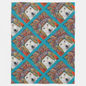 Witte Wolf Kunst Fleece Deken (Voorkant)