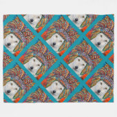 Witte Wolf Kunst Fleece Deken (Voorkant (Horizontaal))