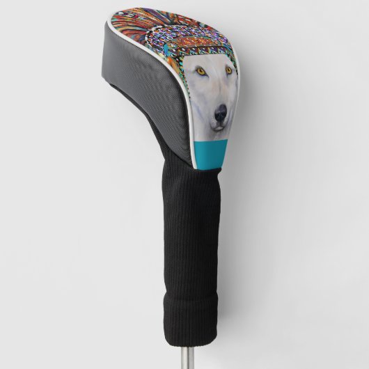 Witte Wolf Kunst Golfheadcover (Schuin)