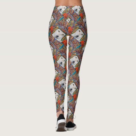 Witte Wolf Kunst Leggings (Achterkant)