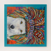 Witte Wolf Kunst Legpuzzel (Horizontaal)