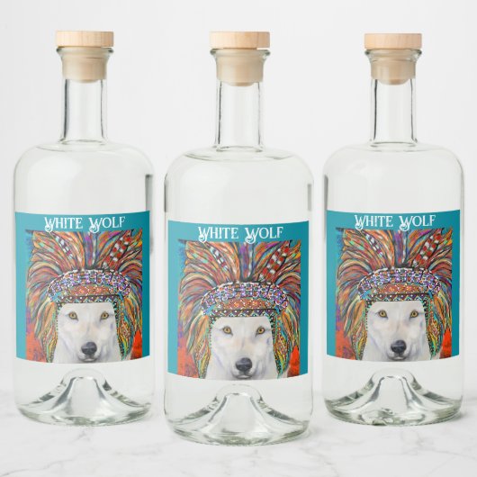 Witte Wolf Kunst Likeurfles Etiket (Flessen)