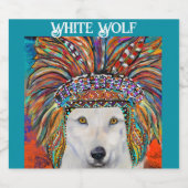 Witte Wolf Kunst Likeurfles Etiket (Enkel label)