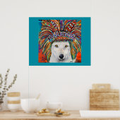 Witte Wolf Kunst Poster (Keuken)