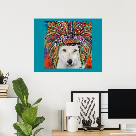 Witte Wolf Kunst Poster (Thuiskantoor)
