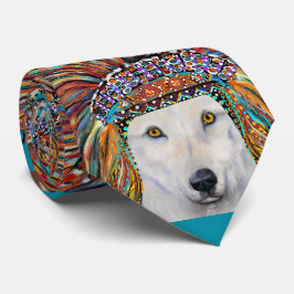 Witte Wolf Kunst Stropdas