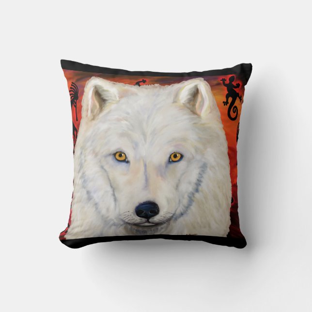 Witte Wolf Kussen (Voorkant)