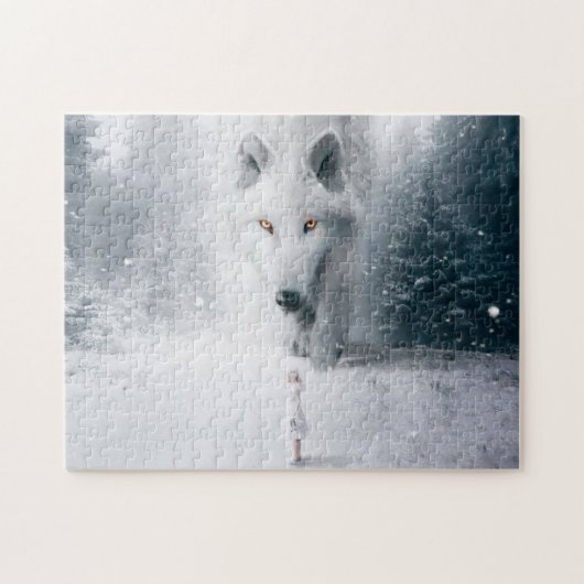 Witte wolf legpuzzel (Horizontaal)