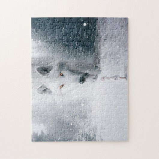 Witte wolf legpuzzel (Verticaal)