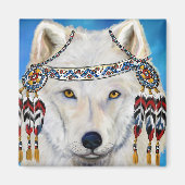 Witte Wolf Magneet (Voorkant)