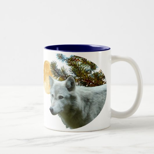 WITTE WOLF MET MOON TWEEKLEURIGE KOFFIEMOK (Rechts)