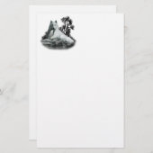 Witte wolf met pop-briefbakkerij briefpapier (Voorkant / Achterkant)