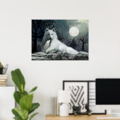 Witte Wolf met Poster Pup (Thuiskantoor)