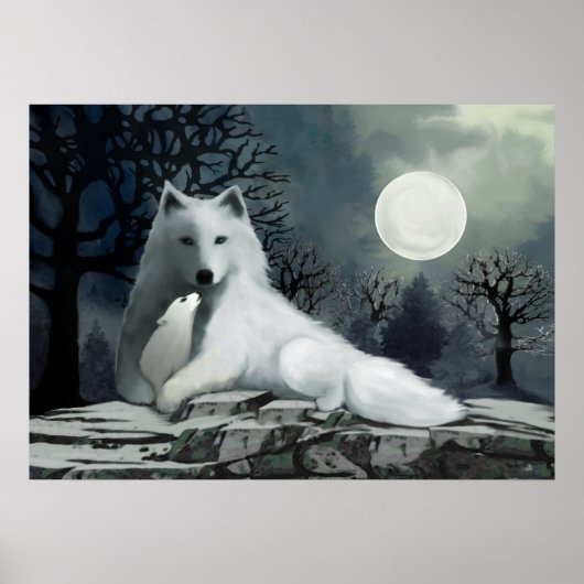 Witte Wolf met Poster Pup (Voorkant)