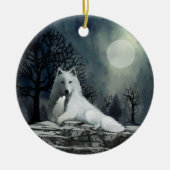 Witte Wolf met Pup Ornament (Voorkant)