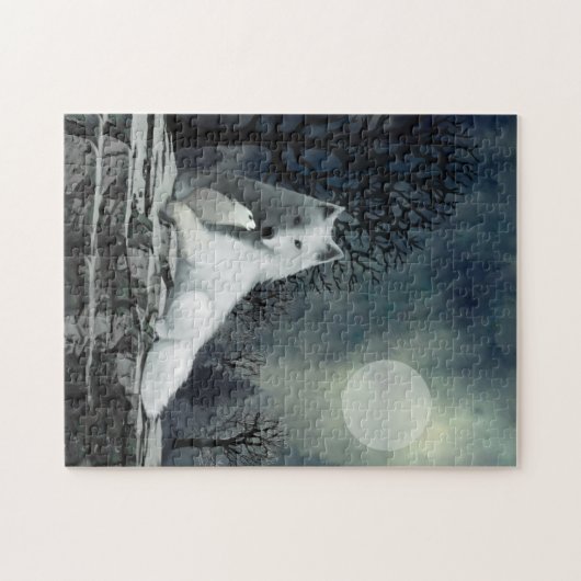Witte Wolf met Pup Puzzle Legpuzzel (Horizontaal)