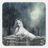 Witte Wolf met Pup Stickers (Voorkant)