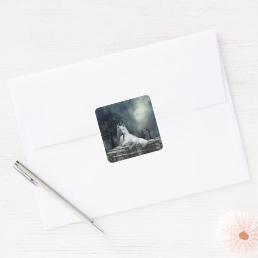 Witte Wolf met Pup Stickers (Envelop)