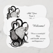 Witte wolf met Raven, Jouw tekst toevoegen Kaart (Voorkant / Achterkant)