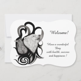 Witte wolf met Raven, Jouw tekst toevoegen Kaart