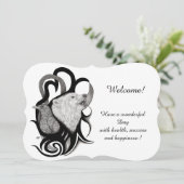 Witte wolf met Raven, Jouw tekst toevoegen Kaart (Staand voorkant)