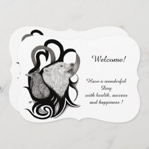 Witte wolf met Raven, Jouw tekst toevoegen Kaart