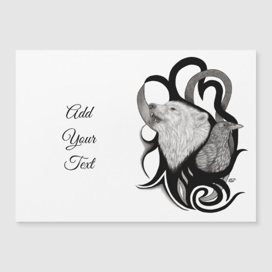 Witte Wolf met Raven Stamkunst (Voorkant)