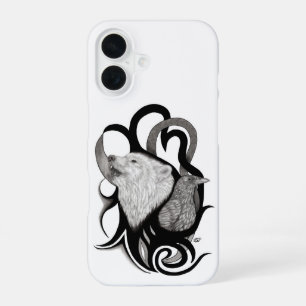 Witte Wolf met Raven Stamkunst iPhone 16 Hoesje
