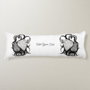 Witte Wolf met Raven Tribal Kunststof Pillow Lichaamskussen