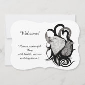 Witte Wolf met Raven, voeg Jouw tekst uitnodiging (Voorkant)