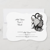 Witte Wolf met Raven, voeg Jouw tekst uitnodiging (Achterkant)