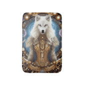 Witte wolf met rotsachtige steampunk badmat (Voorkant Verticaal)