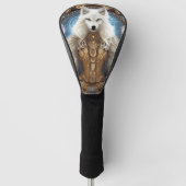 Witte wolf met rotsachtige steampunk golfheadcover (Voorkant)