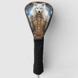 Witte wolf met rotsachtige steampunk golfheadcover
