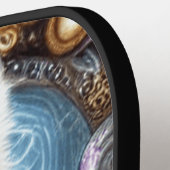 Witte wolf met rotsachtige steampunk pickleball paddle (Links Detail)