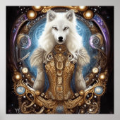 Witte wolf met rotsachtige steampunk poster (Voorkant)