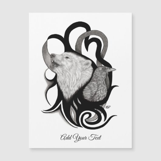 Witte Wolf met stamkunst van Raven (Voorkant)