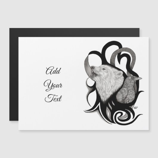 Witte Wolf met stamkunst van Raven (Voorkant / Achterkant)