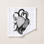 Witte Wolf met stamkunst van Raven Bad Handdoek (Wasdoekje)
