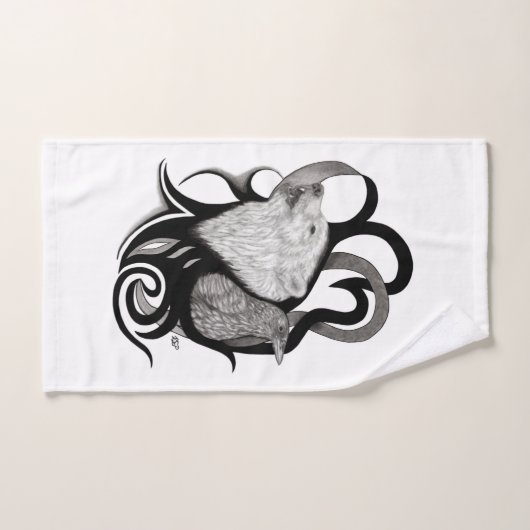 Witte Wolf met stamkunst van Raven Bad Handdoek (Handdoek)