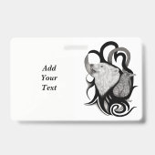 Witte Wolf met stamkunst van Raven Badge (Achterkant)