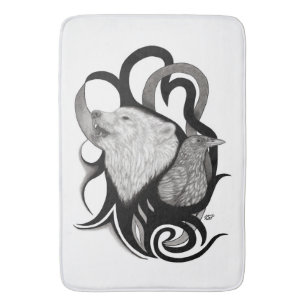 Witte Wolf met stamkunst van Raven Badmat