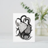 Witte Wolf met stamkunst van Raven Briefkaart (Staand voorkant)