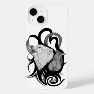 Witte Wolf met stamkunst van Raven Case-Mate iPhone 14 Hoesje