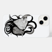 Witte Wolf met stamkunst van Raven Case-Mate iPhone Case (Achterkant (horizontaal))