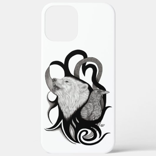 Witte Wolf met stamkunst van Raven Case-Mate iPhone Case (Achterkant)
